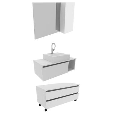 Imagem de Conjunto Para Banheiro Armarios Com Cuba Bn1 Branco