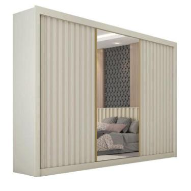 Imagem de Guarda Roupas Casal 3 Portas De Correr Com Espelho Ripado 100% Mdf 6 G