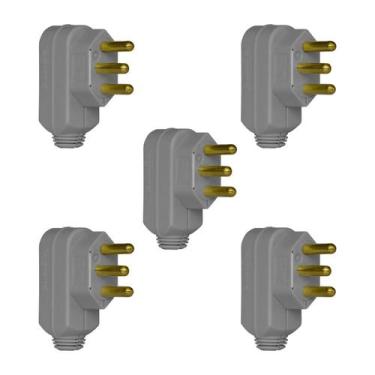 Imagem de Kit com 05 Plugues Macho 3 pinos 2P T Legrand 10A 250V Cinza Ref. 6159