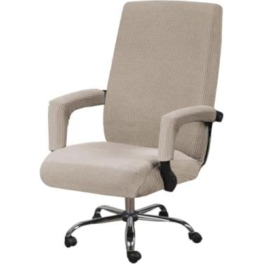 Imagem de Capa De Cadeira De Escritório Spandex Stretch Stretchable Home Computer Capa De Cadeira De Encosto Alto Com 2 Capas De Apoio De Braço, Capa De Cadeira De Mesa Removível, Khaki, M