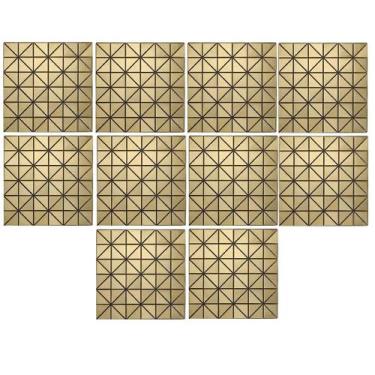 Imagem de 10 Pastilhas Adesiva Decorativa Papel De Parede 30x30cm Gold - Inter