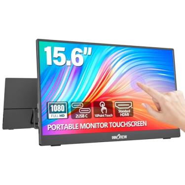 Imagem de InnoView Monitor Portátil Com Tela Sensível Ao Toque De 15,6" 1080P, Monitor De Tela Sensível Ao Toque De 10 Pontos Portátil Com Capa Protetora, Suporte Integrado, Monitor De Viagem 1200:1 Hdmi Usb