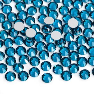 Imagem de Jollin Cola Fixa Cristal Flatback Strass Diamantes de Vidro Pedras para Artesanato Arte de Unhas Artesanato Decorações Roupas Sapatos 1,4 mm (ss3 2880pcs, Zircão Azul)