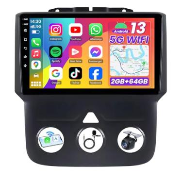 Imagem de 4 núcleos + 64 ROM 5G WiFi para Dodge RAM 1500 2500 Radio 2013-2018: 1280 * 800 IPS HD Touchscreen estéreo substituição com Wireless CarPlay Android Auto Bluetooth GPS RDS FM Mirror Link (ajuste