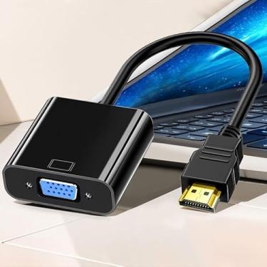Imagem de HDMI para VGA com áudio, adaptador HDMI ativo para VGA banhado a ouro com cabo de alimentação micro USB, Plug & Play para computador/desktop/laptop/PC/projetor/HDTV, preto