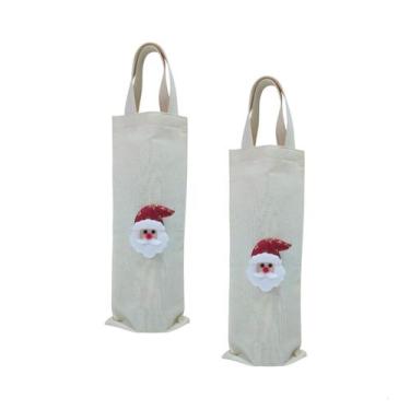Imagem de Ecobag Natal Para Garrafa 15x40 Ecológica Algodão Cru - kJ Confecções,