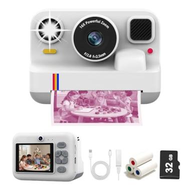 Imagem de Câmera de impressão instantânea para crianças, câmera digital instantânea, presentes de aniversário de Natal para meninos de 3 a 16 anos, impressora portátil de brinquedo com cartão de 32 G e 3 rolos
