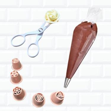 Imagem de Kit Bico Conf Russo + Saco Descartável G + Tesoura Para Flor