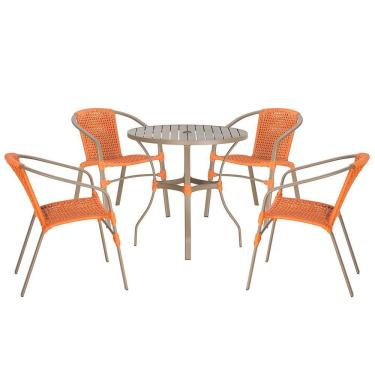 Imagem de 04 Cadeiras Floripa E Mesa Roma 100cm Fendi Trama Original Terra Cota