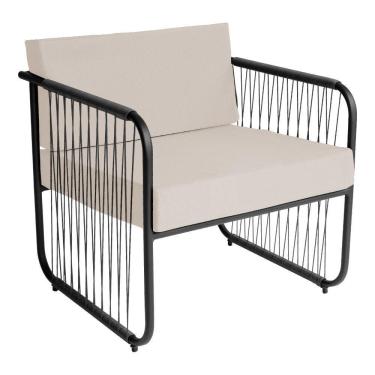 Imagem de Poltrona área Externa Córdova Aço Carbono E Fibra Sintética Preto branco