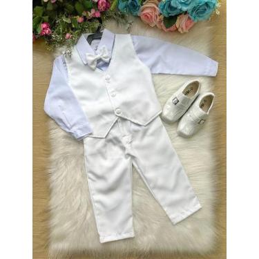 Imagem de Conjunto Miss Cherry Social com Colete Branco para Meninos, Branco, 14