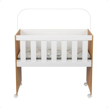 Imagem de Mini Berço Moisés Trocador Com Colchão Multifuncional 5x1 Branco/freijó