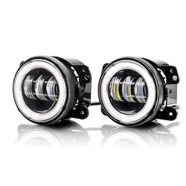 Imagem de 2 Faróis de Neblina LED DRL 3 Funções, DRL Branco e Âmbar, Seta Direcional para Carro, Moto, Caminhão, Carretas.