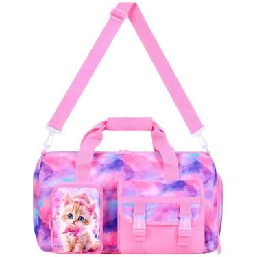 Imagem de Bolsa de viagem para meninas com compartimento para sapatos, uma bolsa de festa do pijama noturna para crianças pequenas - Dr. Cat