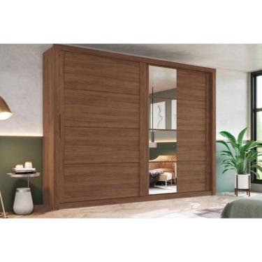 Imagem de Guarda Roupa 2 Portas De Correr (1 C- Espelho) E 4 Gavetas Palace Castanho - Henn