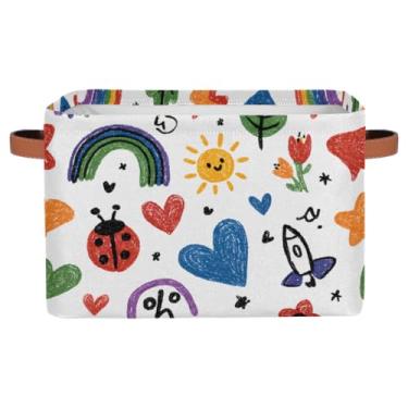 Imagem de Caixas de armazenamento fofas para organização, alças de armazenamento de livros de lona, prateleiras de quarto, cestas decorativas para organização, caixa organizadora de armário de sala de aula