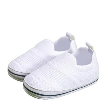 Imagem de Tênis para bebês meninos e meninas com sola macia, antiderrapante, leve, pré-andador para berço, A01/branco, 12-18 Months Toddler