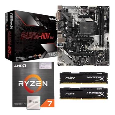 Imagem de Kit Upgrade Amd Ryzen 7 5700g + B450m Ddr4 + 16gb 3200mhz Preto - Opti