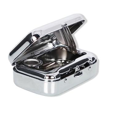 Imagem de Cinzeiro de aço inoxidável portátil para cinzeiro portátil mini compacto portátil à prova de quedas cinzeiro externo para cigarros fumantes de charutos para escritório em casa
