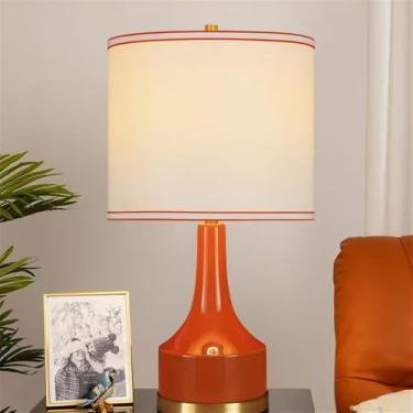 Imagem de Luminária de mesa contemporânea de cerâmica, estilo americano, luxuosa, com LED, para sala de estar, quarto, escritório, casa de campo, hotel ou mesa de cabeceira (Estilo 184AA)