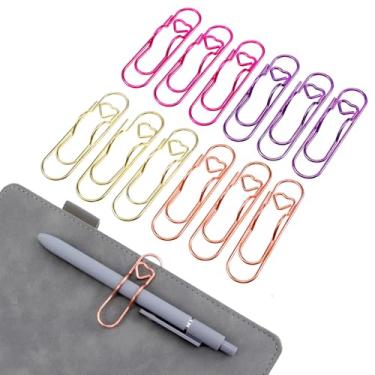 Imagem de Heclia Clipes de suporte de caneta de metal para notebook, 12 peças, clipe de caneta de liga para caderno, agenda, agenda, jumbo, material escolar, escritório, dourado, roxo, rosa, ouro rosa