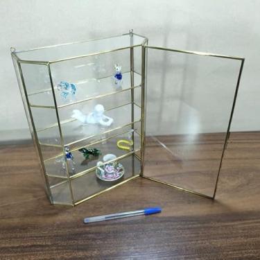 Imagem de Porta Joias Bibelô Latão Vidro Parede Vitrine 31x24x9cm 1,2K