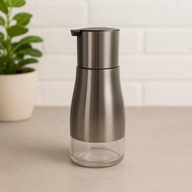 Imagem de Porta Temperos de Vidro e Aço Inox, Recipiente para Condimentos com Bico Dosador Retrátil, 320ml, 8,5x6,7cm, Design Moderno