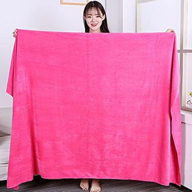 Imagem de Yalych Toalha de banho, toalha de banho e toalha de rosto massagem secagem rápida especial toalha grande microfibra grossa absorvente toalhas de vapor macias 100x200CN toalhas azuis (cor: Rosered