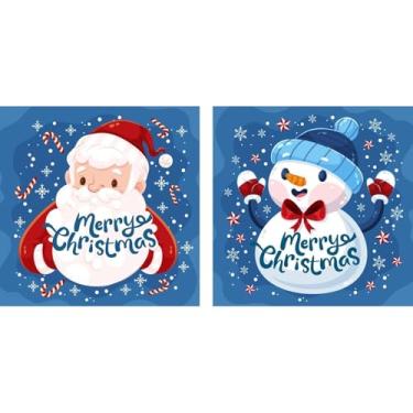 Imagem de 2 peças de pintura de arte de diamante, kits de pintura de diamante redondo DIY Feliz Natal para adultos iniciantes, strass de cristal para presente de decoração de parede de casa, 30 x 40 cm