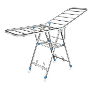 Imagem de Hhsdyl Secador de Ar Multifuncional, Varal Dobrável para Roupas, Varal de Asas em Aço Inoxidável para Interior e Exterior,Double layer,150cm