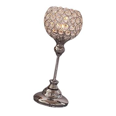 Imagem de Castiçal de cristal estilo nórdico decoração de mesa de candelabro de festa para mesa de casamento quarto vela de pilar de Natal, ouro, castiçais de 120 x 330 mm