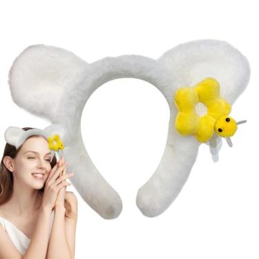 Imagem de Tiara de pelúcia | Faixas de cabelo antiderrapantes, lindas faixas de cabelo antiderrapantes com orelhas de urso, acessórios para lavagem do rosto, proteção diária na moda, estilo feminino, meninas