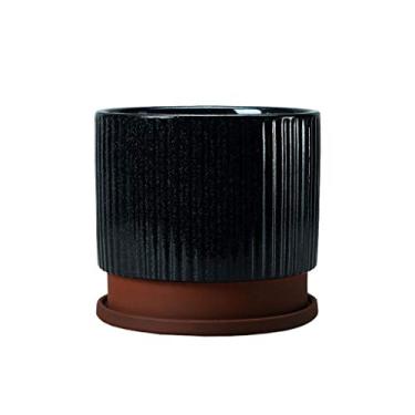 Imagem de PZHANGZVH Vaso de plantas 19 cm vaso de flores de cerâmica azul jardim varanda ao ar livre casa restaurante escritório mesa de café decoração de mesa grande vaso de flores plantador de flores (cor: 1