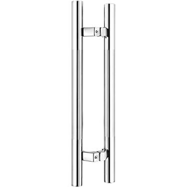 Imagem de Maçaneta de porta de vidro puxador de porta puxador de porta de celeiro puxadores de porta deslizante conjunto de ferragens de aço inoxidável barra de apoio industrial para portão, garagem, galpões