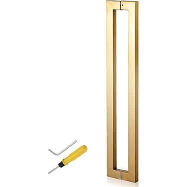 Imagem de Maçaneta de porta de entrada moderna Puxadores de porta de chuveiro de banheiro resistentes, aço inoxidável, maçaneta de porta de celeiro deslizante com acessórios, puxador de porta de galpão de vidro