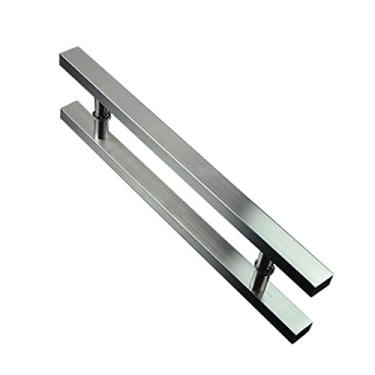 Imagem de Maçaneta retangular quadrada de aço inoxidável de forma plana para porta de entrada contemporânea moderna puxador de barra de vidro de chuveiro porta deslizante de celeiro porta interior exterior