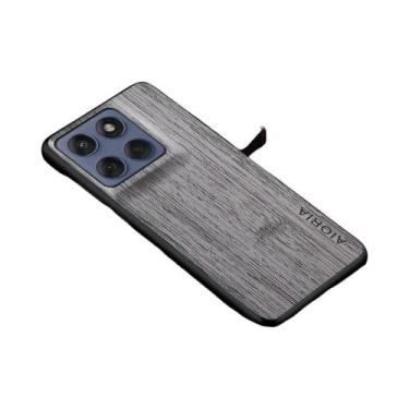 Imagem de Capa De Telefone De Luxo Em Couro Com Padrão De Madeira De Bambu Para 