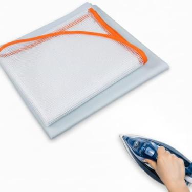 Imagem de HunnmingRe 2 tipos de pano de pressão para passar a ferro, tecido de algodão e tecido de malha de nylon, 2 tipos de panos de pressão de tecido diferentes para proteger as roupas