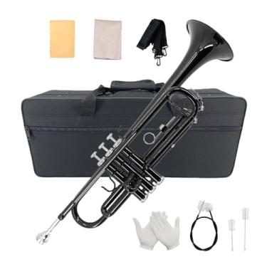 Imagem de ModouString Trompete padrão Bb com estojo, bocal 7C e kit de limpeza, instrumento de trompete para iniciantes e adultos (preto)