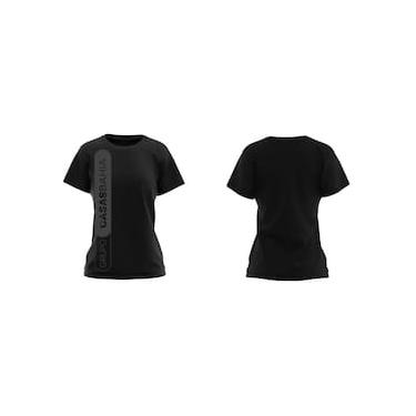 Imagem de Camiseta Manga Curta Grupo Casas Bahia Preta logo Branca e Cinza - Modelo Baby Look