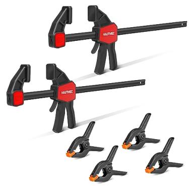 Imagem de HAUTMEC Grampos de barra de 6 peças para marcenaria, 30,5 cm x 6,4 cm de mola, troca rápida leve com design de uma mão HT0326
