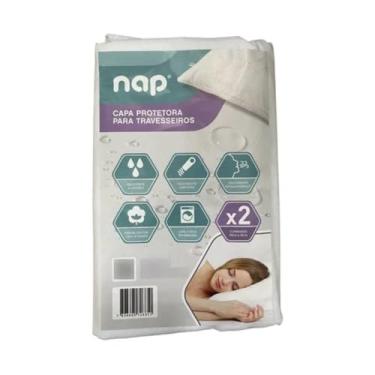 Imagem de Kit 2 Capas Protetoras de Travesseiro, 100% Algodão, Percal 200 Fios, 50x70cm, Branca, Hipoalergênica, com Zíper