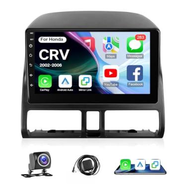 Imagem de Leadfan Rádio estéreo automotivo atualizado para Honda CRV 2002 2003 2004 2005 2006, tela sensível ao toque de 9 polegadas, GPS estéreo para carro com carro sem fio CarPlay Android Auto, câmera de