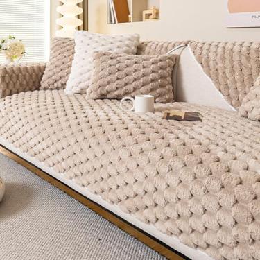 Imagem de HGTRH Capa de sofá para sofá secional em forma de L, almofadas não removíveis, capas de sofá de pelúcia quentes e amigáveis à pele, laváveis com sensação de massagem, capa de seda de vários tamanhos