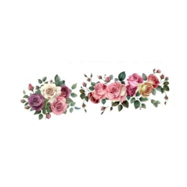 Imagem de Ｂｅｓｇａ Adesivo de parede de flores Adesivo de parede floral PVC, murais de decoração de arte de parede moderna para quarto, corredor, cozinha, escritório, Roxo Rosa
