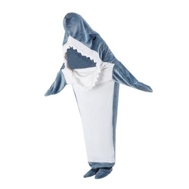 Imagem de PRETYZOOM Cobertor Vestível com Capuz Flanela Camisola Aconchegante Adultos e Menino Saco de Dormir Prático e Confortável