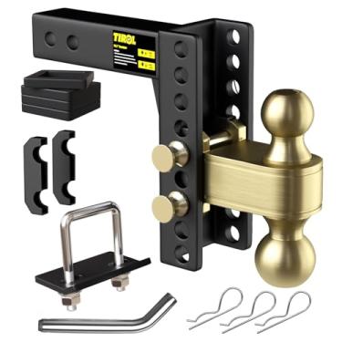 Imagem de Engate de reboque ajustável - serve para receptor de 5 cm, engate de queda de 6 quedas/ascensão, engates esféricos de 5 cm e 6 cm, bolas duplas capacidade de 11,339 kg - Engate de reboque para