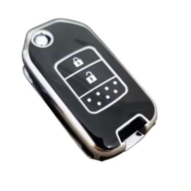 Imagem de Capa Protetora de Silicone Luxury Para Chave Canivete Honda Civic G9 G10 Honda City Fit Hrv Wrw Crv (PRETO)