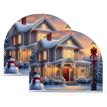 Imagem de Wassud House in Snow Porta-guardanapos de acrílico, moderno dispensador de guardanapos de papel em forma de U para mesa, cozinha, sala de jantar, bancada 2 peças (comporta 50-60 guardanapos)