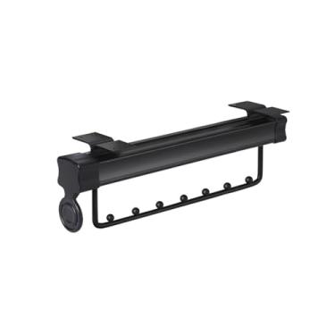 Imagem de Hhsdyl Varão Extensível Roupeiro, Cabideiro Retráctil Roupa Cabide Ajustável para Calças Suporte Pesado Armazenamento Roupas,Black,40.7cm